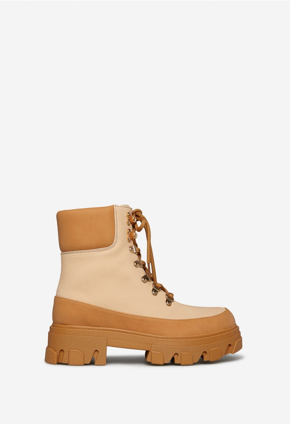 PYTHIOS LUG SOLE BOOTIE Beige/Lt Camel