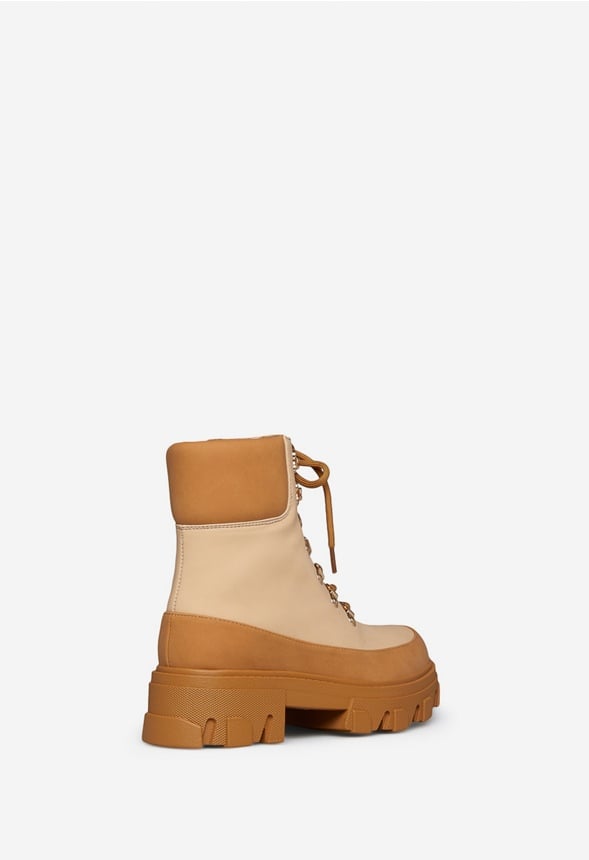 PYTHIOS LUG SOLE BOOTIE Beige/Lt Camel