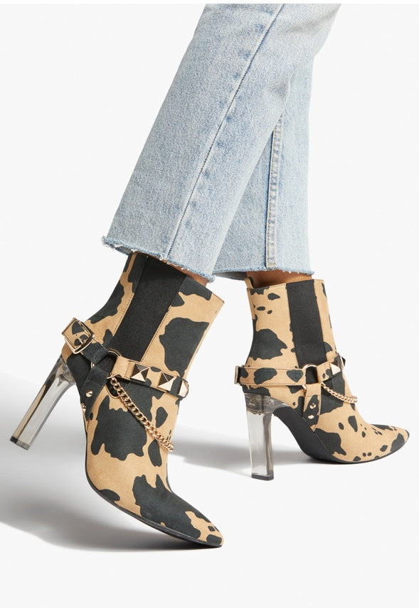 AMYLA STILETTO BOOTIE Black/Tan Cow