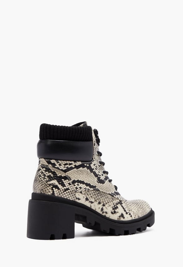 KALLEE LUG SOLE BOOTIE Bone/Black