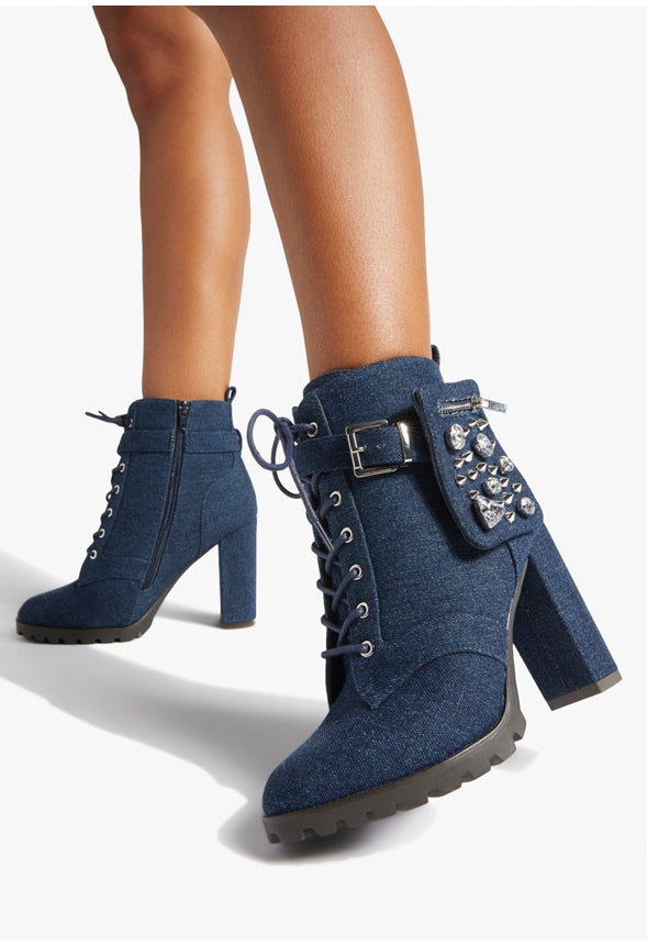 PHILOMENA LUG SOLE BOOTIE Dark Denim