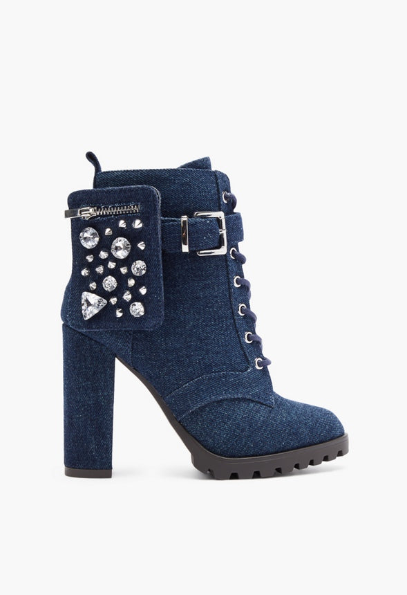 PHILOMENA LUG SOLE BOOTIE Dark Denim