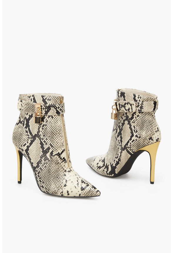 TABETHA HEELED BOOTIE Natural Snake
