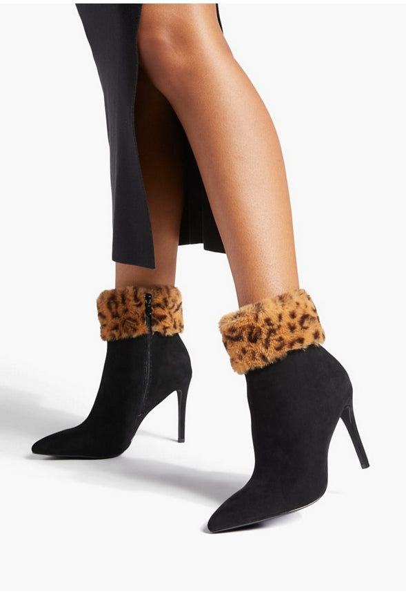 LILAH HEELED BOOTIE Black Caviar / Leopard