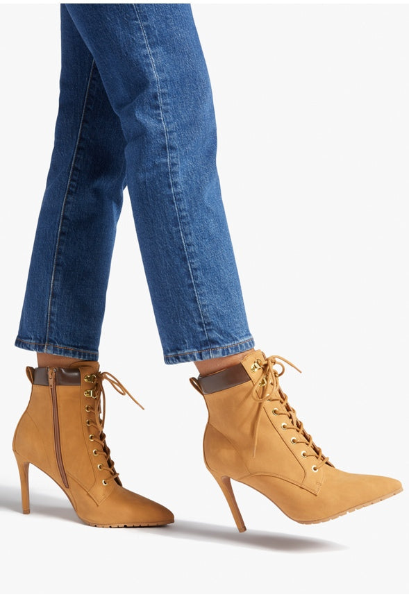 TEAGAN HEELED BOOTIE Tan/Chicory Coffee