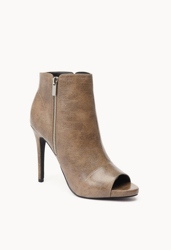 LEAH PEEP TOE BOOTIE Taupe