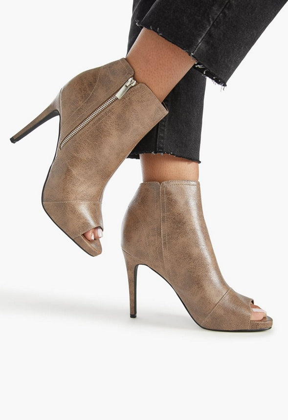 LEAH PEEP TOE BOOTIE Taupe