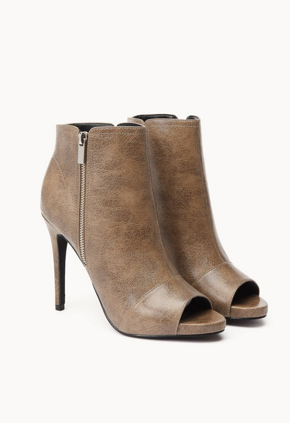 LEAH PEEP TOE BOOTIE Taupe