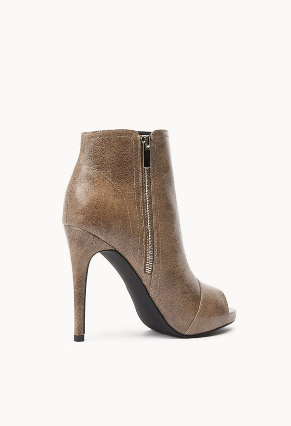 LEAH PEEP TOE BOOTIE Taupe