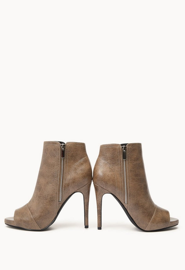LEAH PEEP TOE BOOTIE Taupe