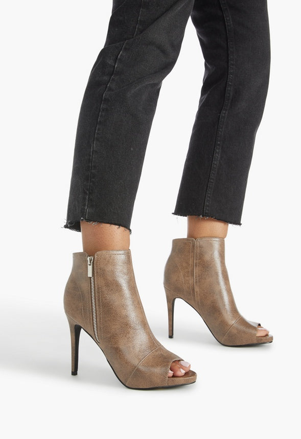 LEAH PEEP TOE BOOTIE Taupe