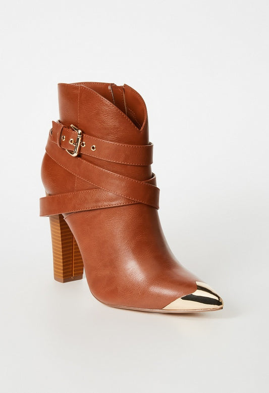 Stevie Heeled Ankle Boot Leather Brown