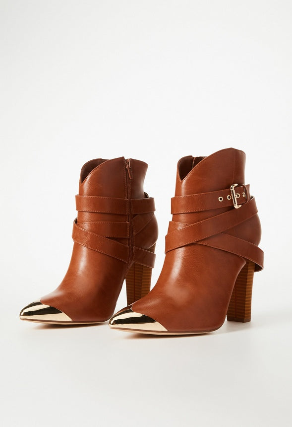 Stevie Heeled Ankle Boot Leather Brown