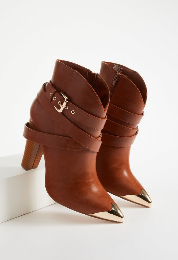 Stevie Heeled Ankle Boot Leather Brown