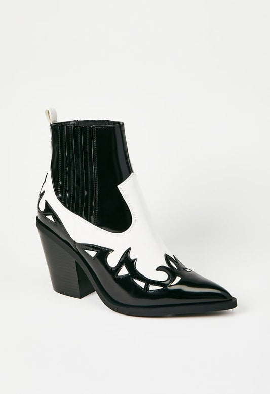 Faye Pointed Toe Bootie Black/Off White