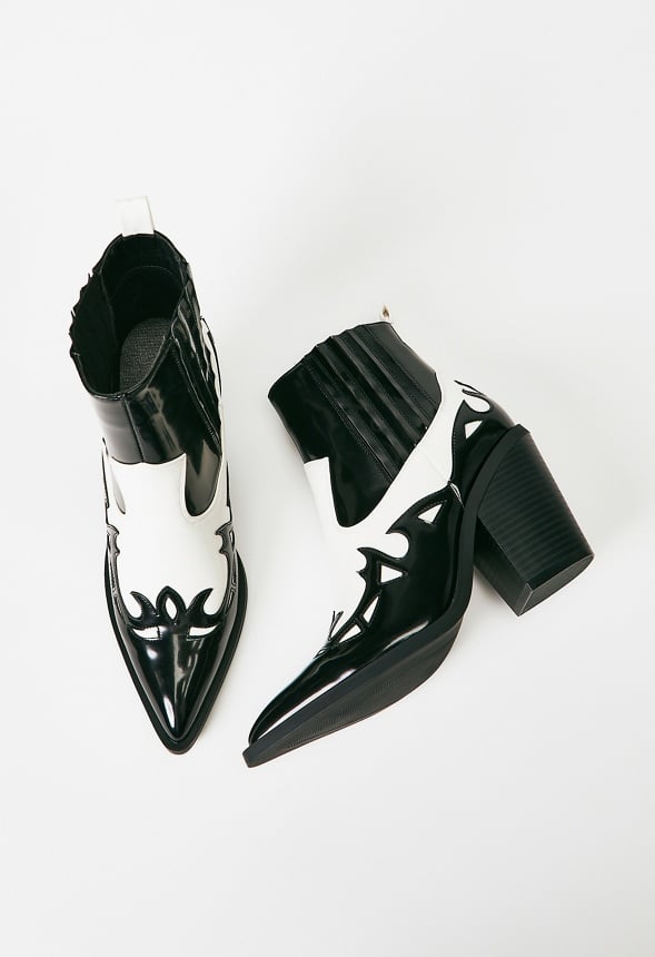 Faye Pointed Toe Bootie Black/Off White