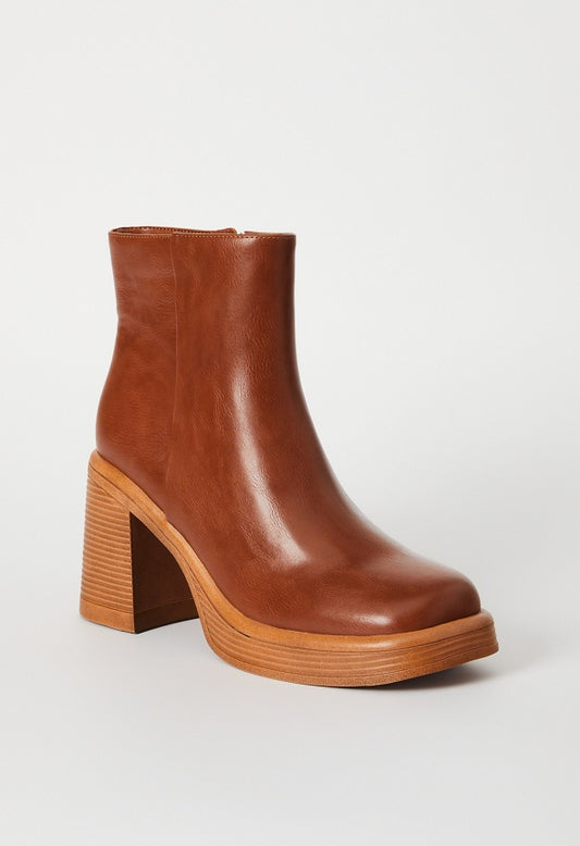 Brienne Platform Bootie Leather Brown
