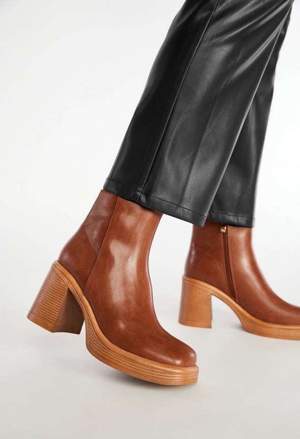 Brienne Platform Bootie Leather Brown