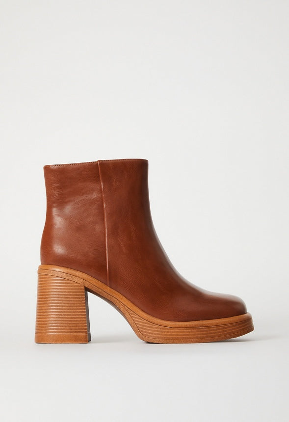 Brienne Platform Bootie Leather Brown