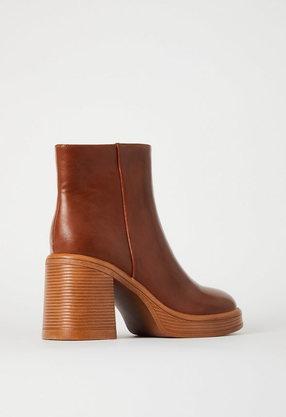 Brienne Platform Bootie Leather Brown