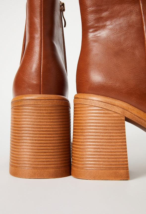 Brienne Platform Bootie Leather Brown