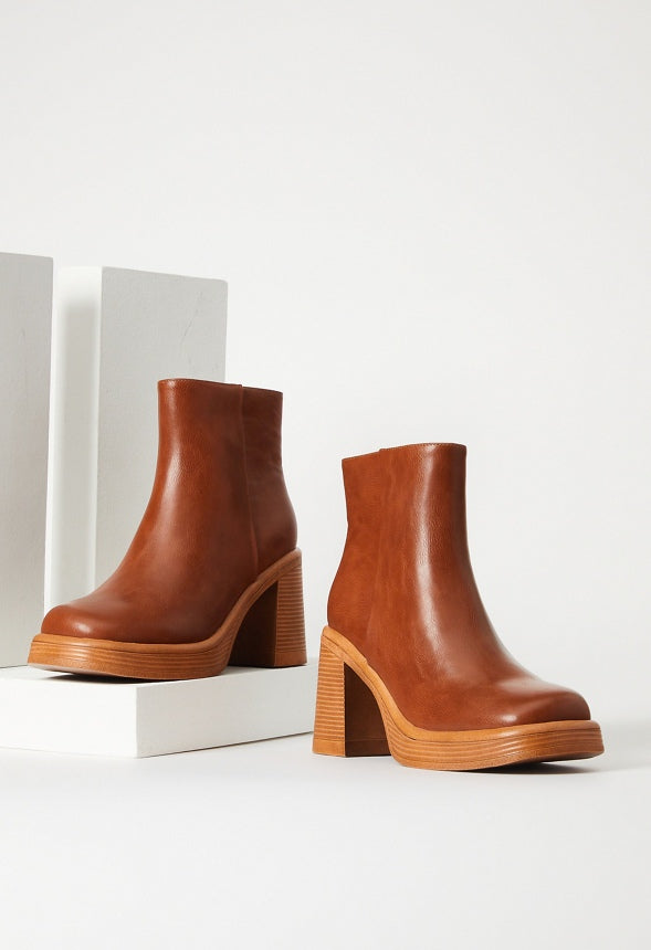 Brienne Platform Bootie Leather Brown