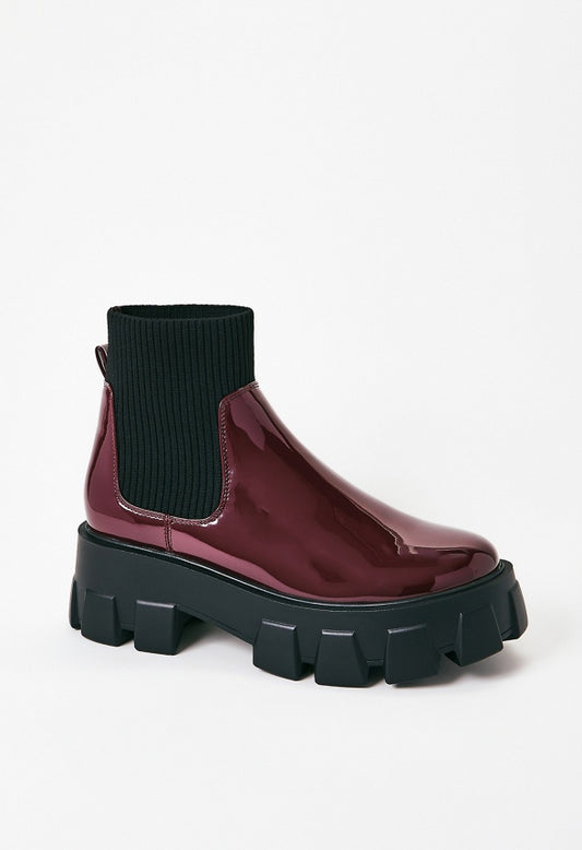 Arden Lug Sole Bootie Maroon