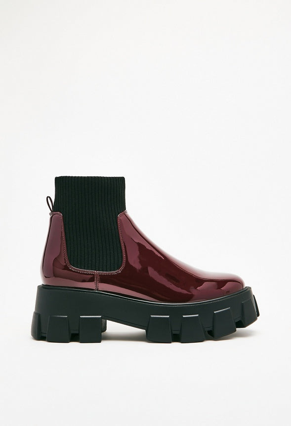 Arden Lug Sole Bootie Maroon