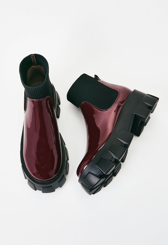 Arden Lug Sole Bootie Maroon
