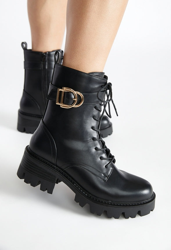 Dallyn Lug Sole Bootie Black Caviar