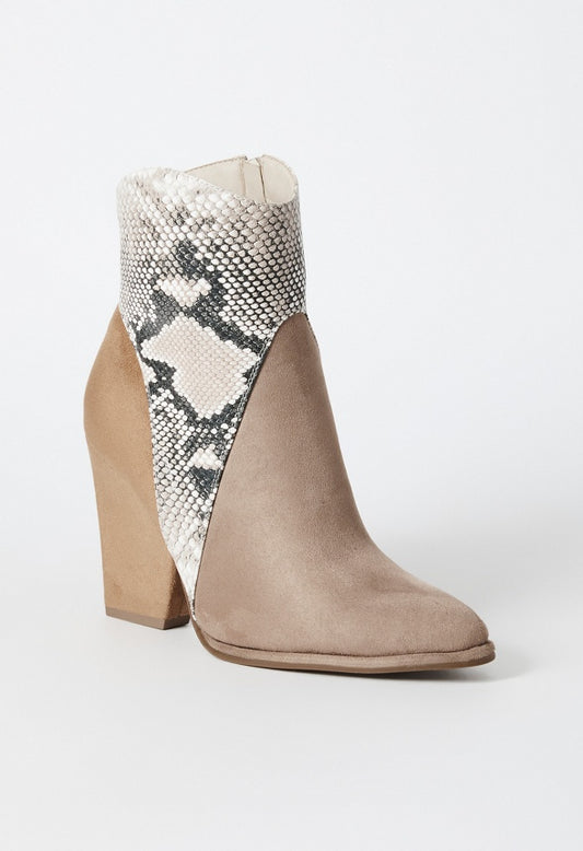 Britta Western Bootie Portabella/Snake/Lt Camel