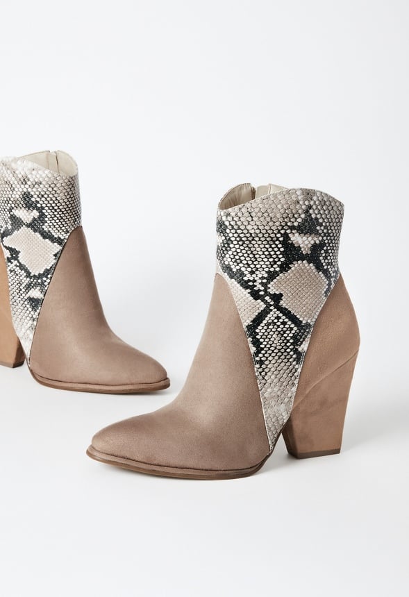 Britta Western Bootie Portabella/Snake/Lt Camel