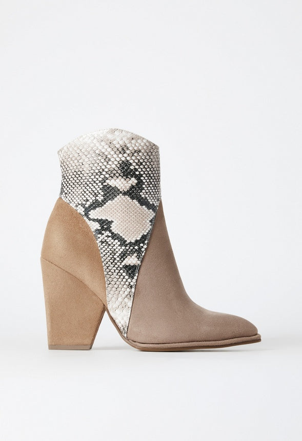 Britta Western Bootie Portabella/Snake/Lt Camel