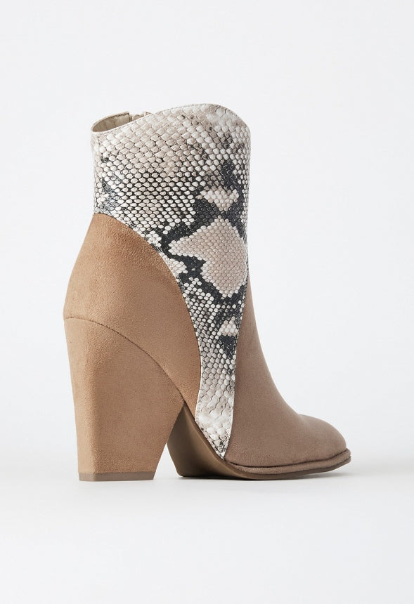 Britta Western Bootie Portabella/Snake/Lt Camel