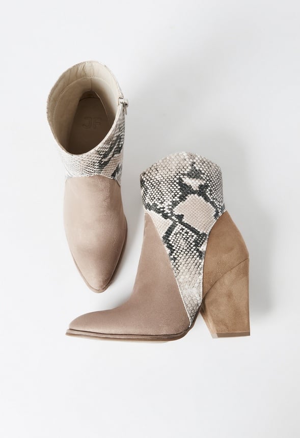Britta Western Bootie Portabella/Snake/Lt Camel