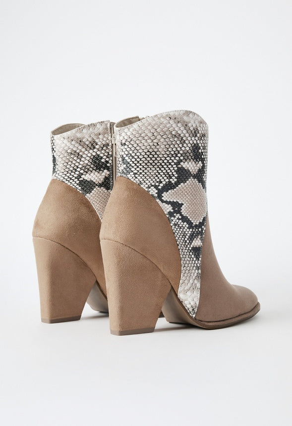 Britta Western Bootie Portabella/Snake/Lt Camel