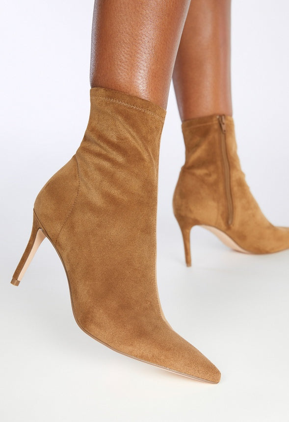 Khloy Stretch Stiletto Bootie Brown