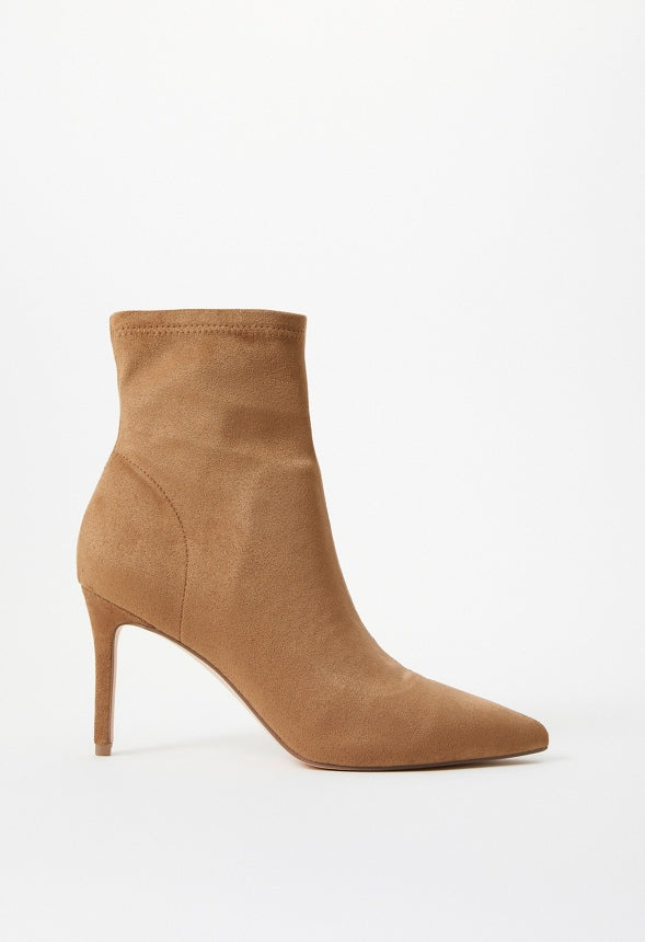 Khloy Stretch Stiletto Bootie Brown