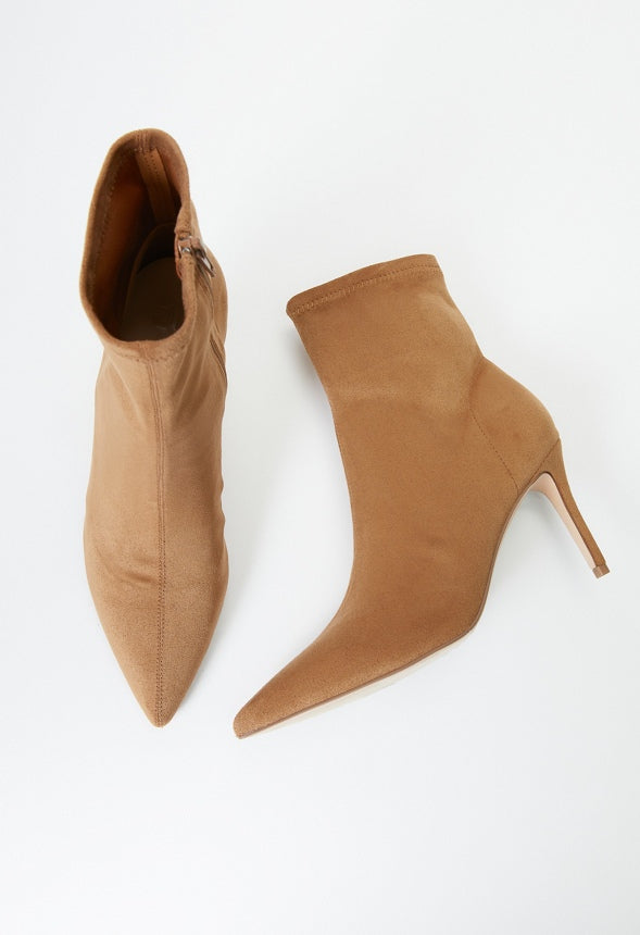 Khloy Stretch Stiletto Bootie Brown