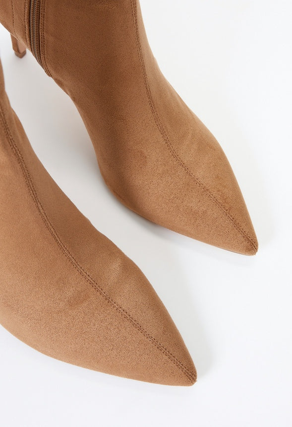 Khloy Stretch Stiletto Bootie Brown