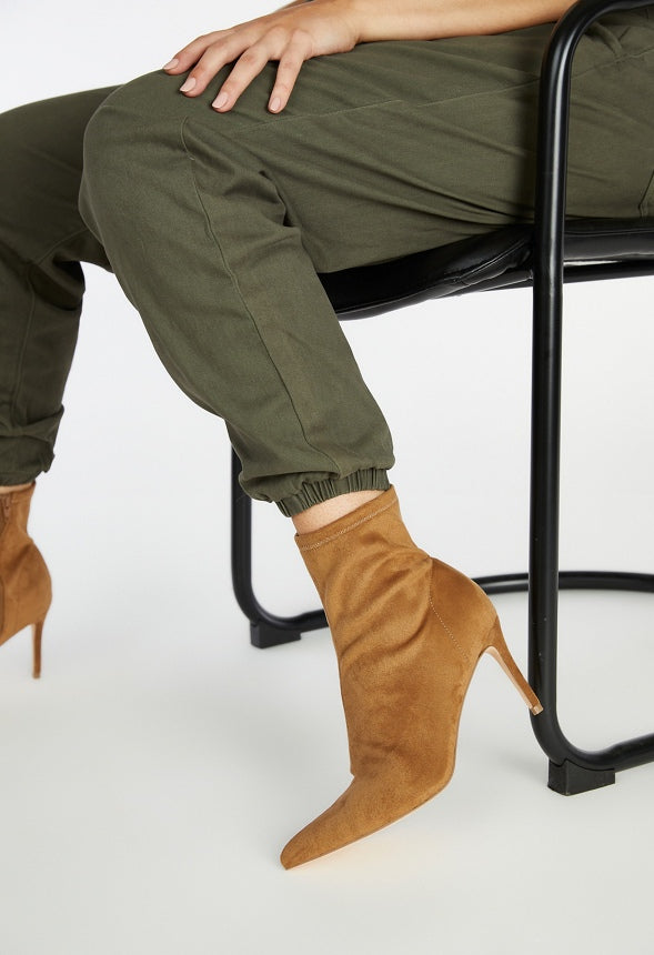 Khloy Stretch Stiletto Bootie Brown