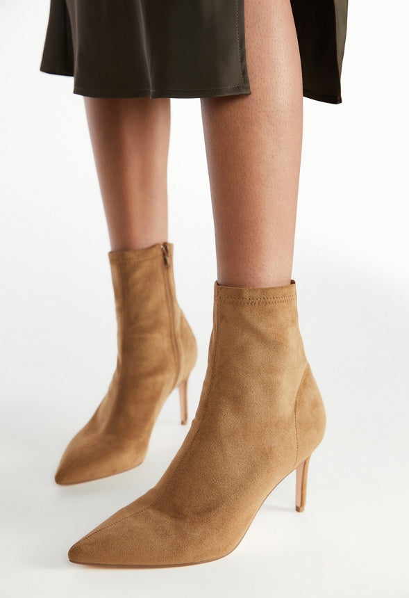 Khloy Stretch Stiletto Bootie Brown