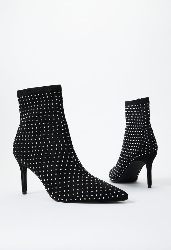 Khloy Stretch Stiletto Bootie Silver/Black