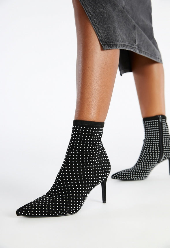 Khloy Stretch Stiletto Bootie Silver/Black