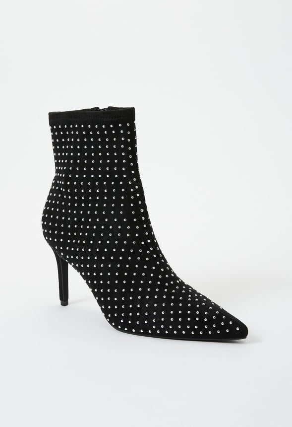 Khloy Stretch Stiletto Bootie Silver/Black