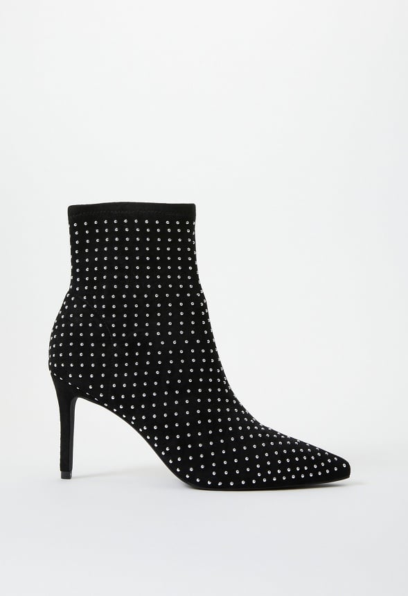 Khloy Stretch Stiletto Bootie Silver/Black