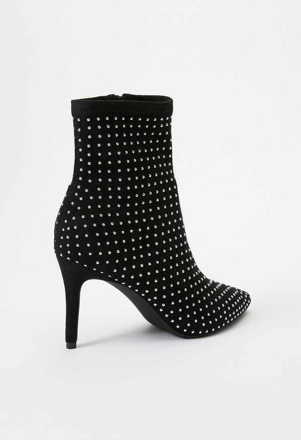 Khloy Stretch Stiletto Bootie Silver/Black
