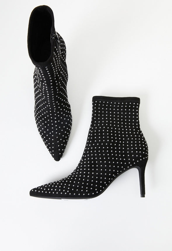 Khloy Stretch Stiletto Bootie Silver/Black