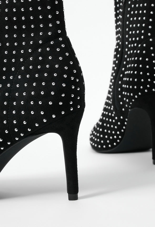 Khloy Stretch Stiletto Bootie Silver/Black