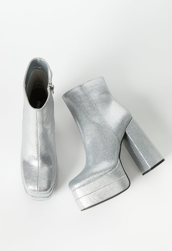 Saphira Platform Bootie Silver